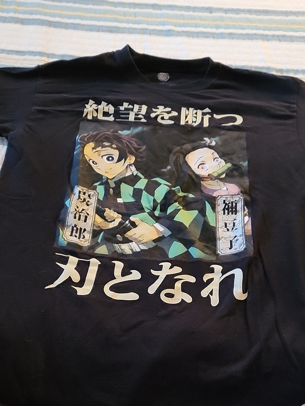 Demon Slayer- M- Black Graphic Tee featuring Tanjiro & Nezuko